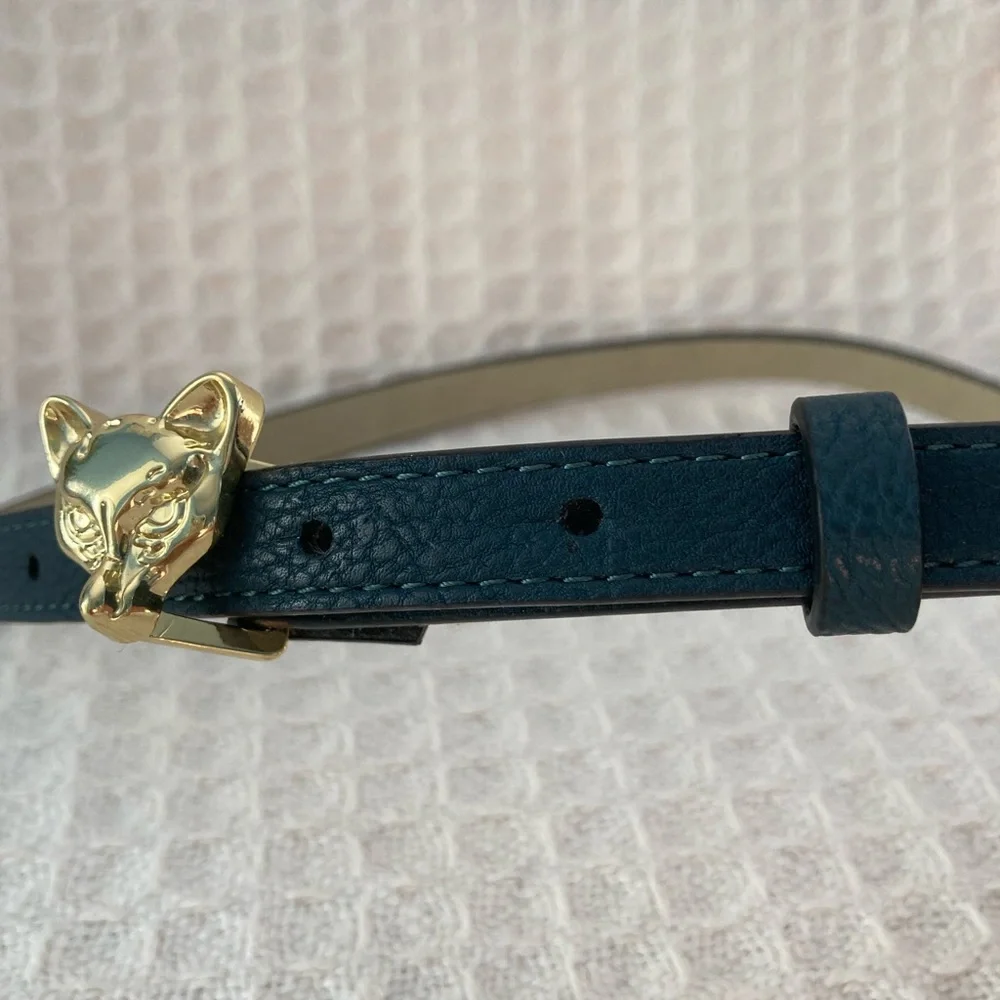 Tucker + Tate Girls Blue Belt With Goldtone Animal Buckle